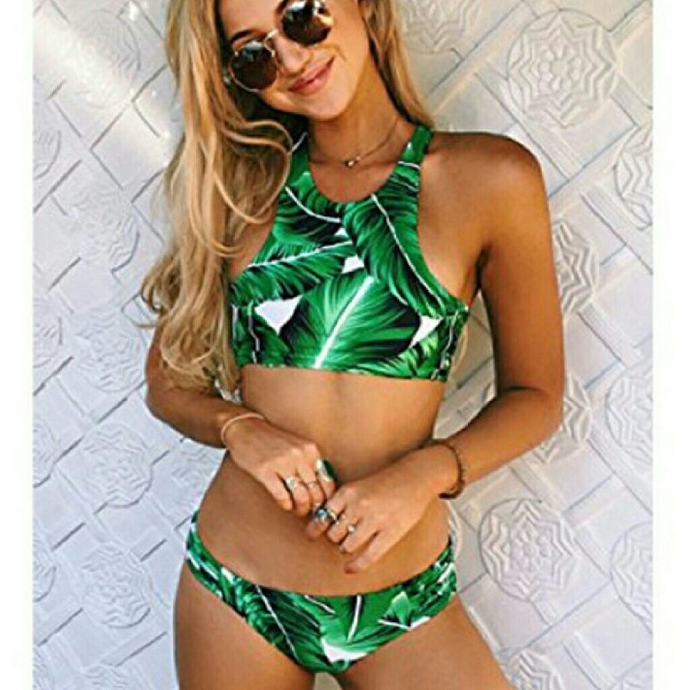 Palm Leaf Print Bikini XL